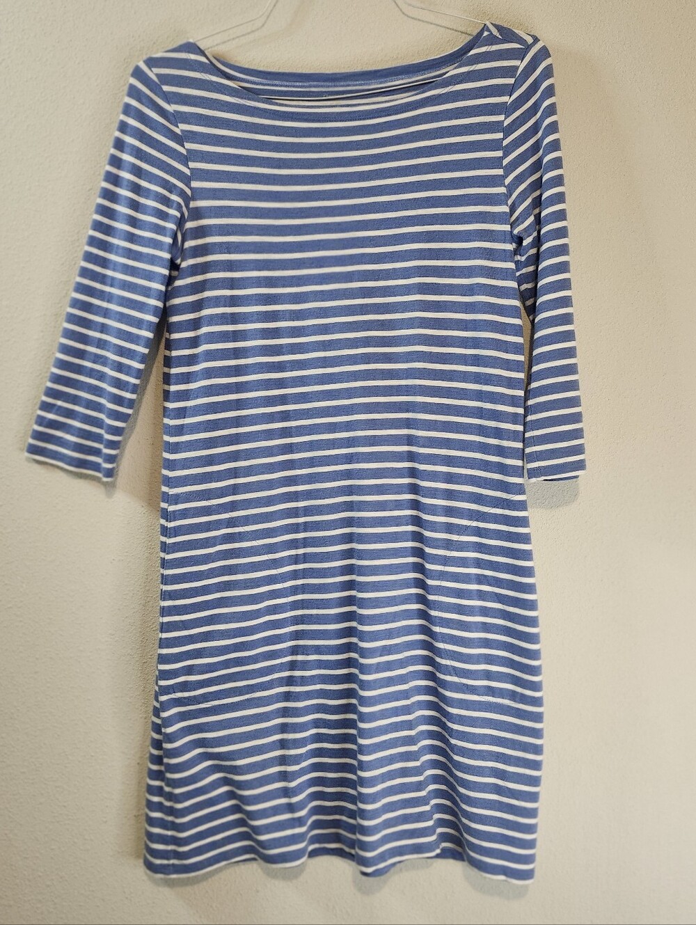 Garnet Hill Blue And White Nautical Stripe Shift Dress Size 4 100% Cotton